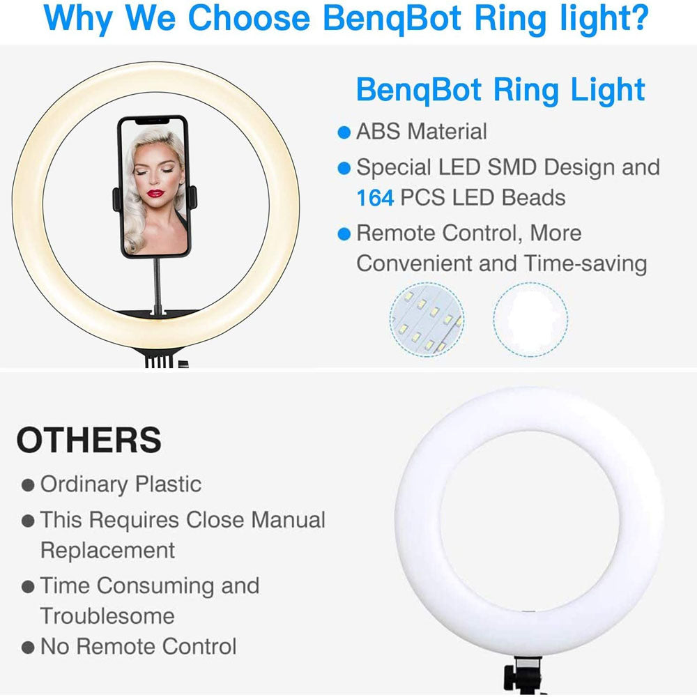 Tripod with Frame Light, Compatible with Apple, Dimmable light